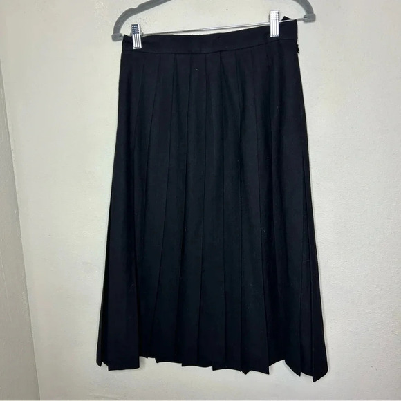 Talbots Black Wool Pleated Midi Skirt - Picture 1 of 5